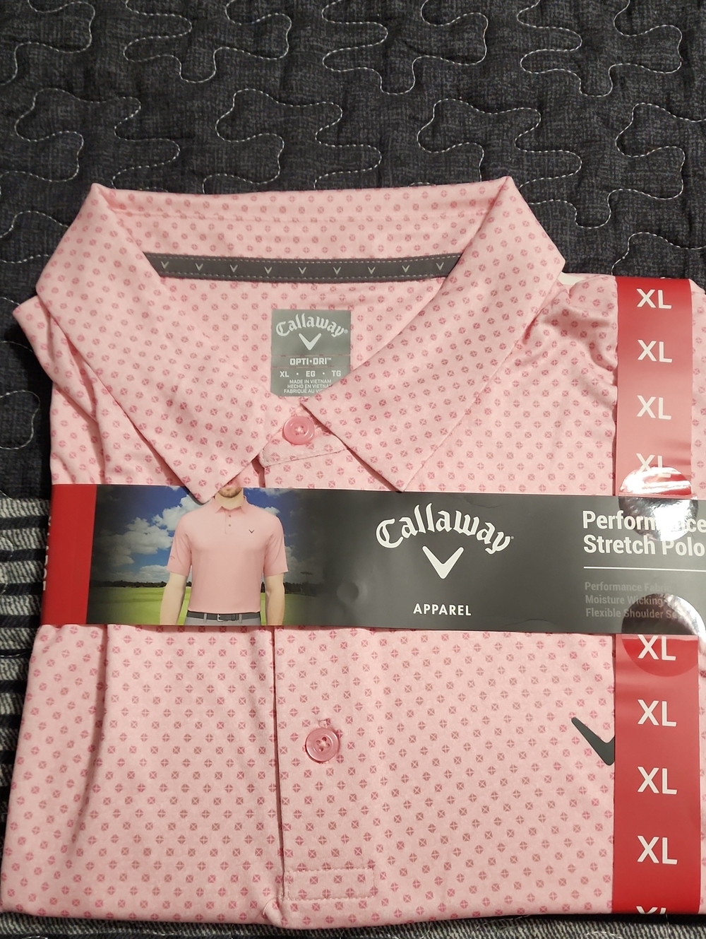 Callaway Men’s Light Pink Dotted Performance Polo